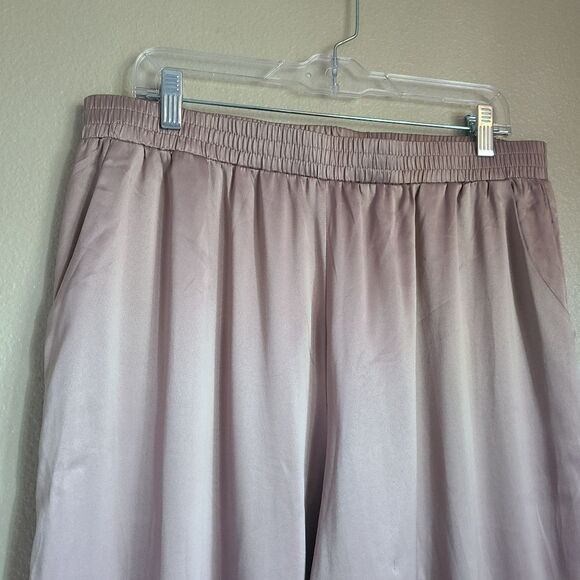 jason wu silky lounge pants metallic tan satin elastic waist size XL - Picture 3 of 7